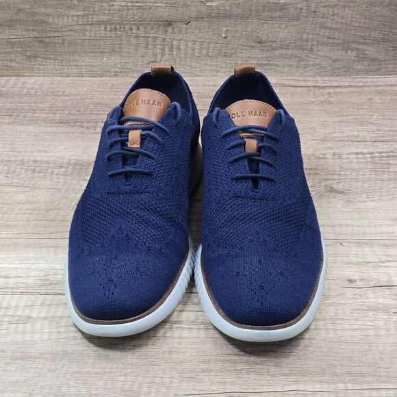 Cole Haan 2 ZeroGrand Stitchlite Men's Size 12M Navy Blue Wingtip Oxford Shoes - Picture 2 of 9
